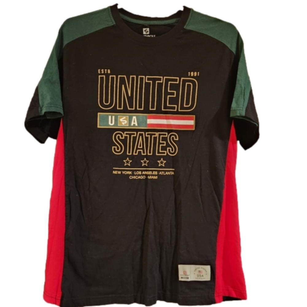 Southpole Shirt Mens M Black Green & Red - USA New York Los Angeles